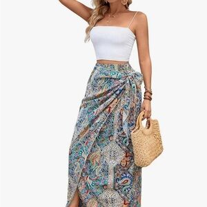 Boho Paisley high waisted wrap skirt Maxi length